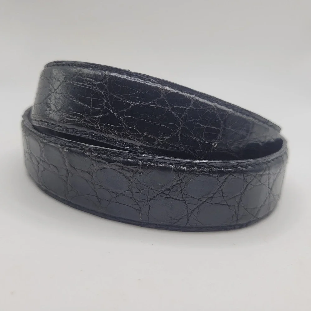 Black Crocodile Leather Belt Mens 40 Brass Buckle Luxury EXOTIC Classic Heritage